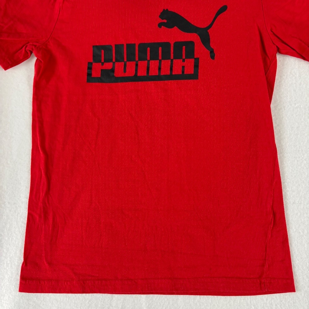Puma Red Short Sleeve Logo Boys T-shirt Size M/ 10-12 - Picture 4 of 10